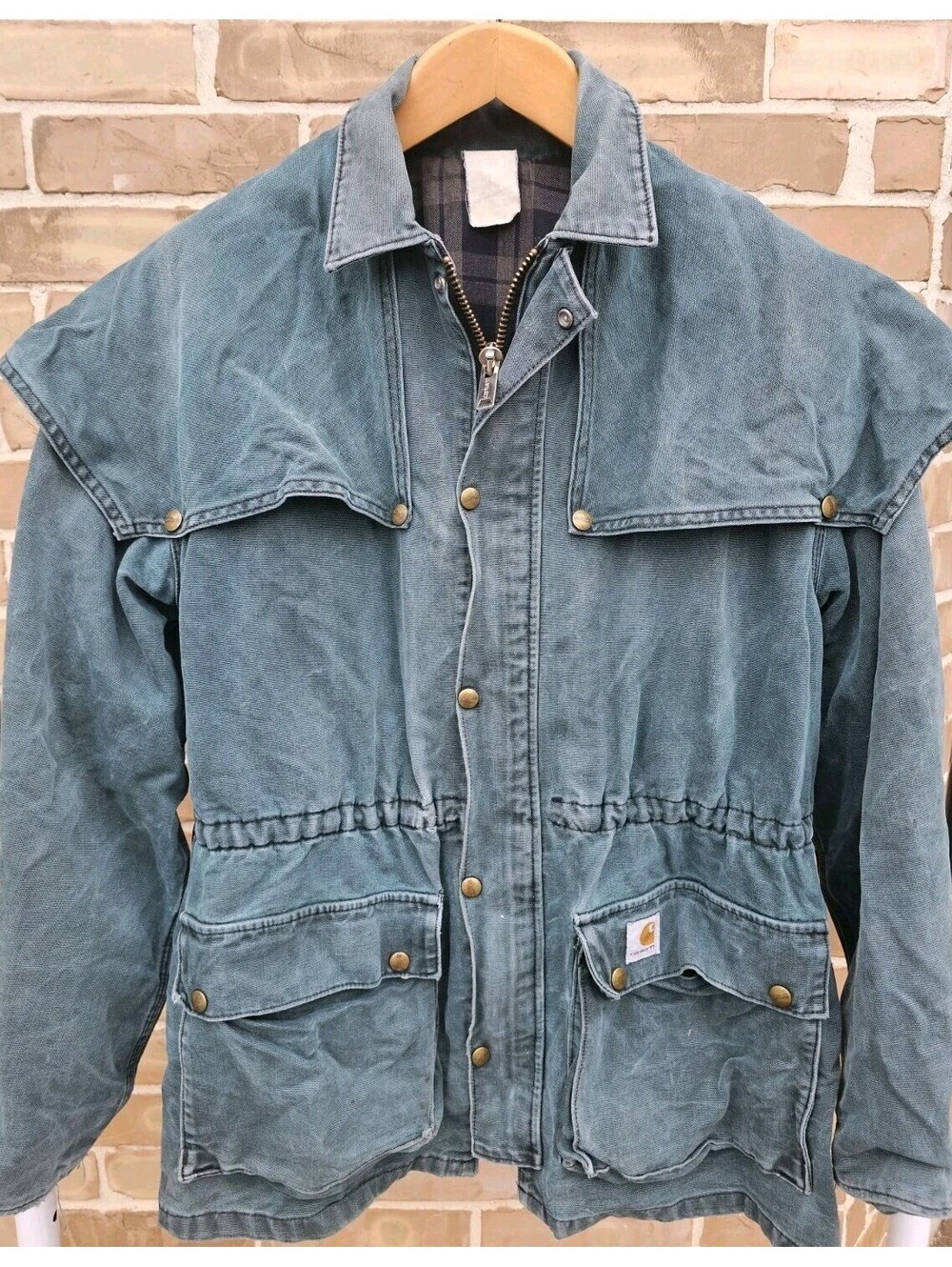 Vintage Carhartt Duster Coat XL Blanket Lined Ranch Jacket Faded Green USA